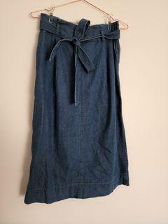 Uniqlo High-Waisted Denim Skirt w/ Pockets