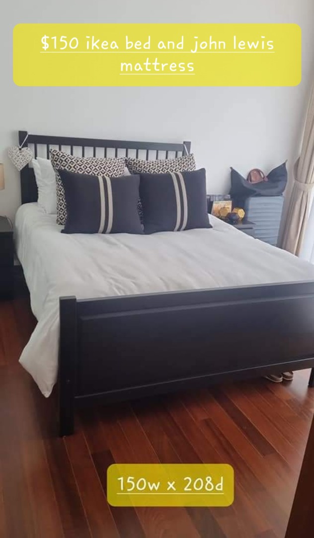 Ikea bed and John Lewis Mattress, Furniture & Home Living, Furniture