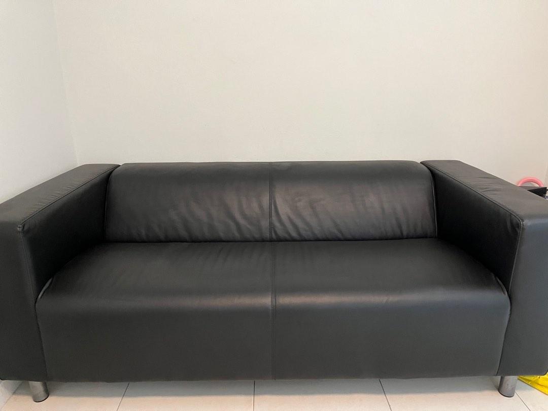 IKEA leather sofa, Furniture & Home Living, Furniture, Sofas on Carousell
