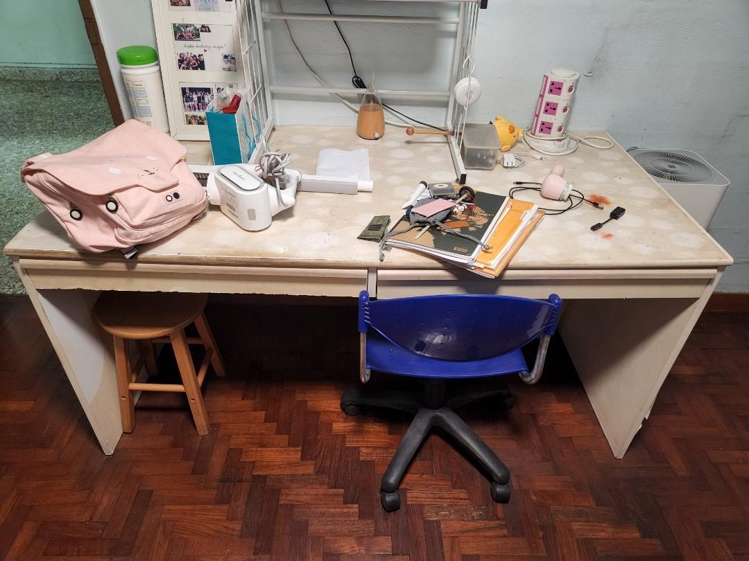 Ikea table and roller chair to bless, Furniture & Home Living