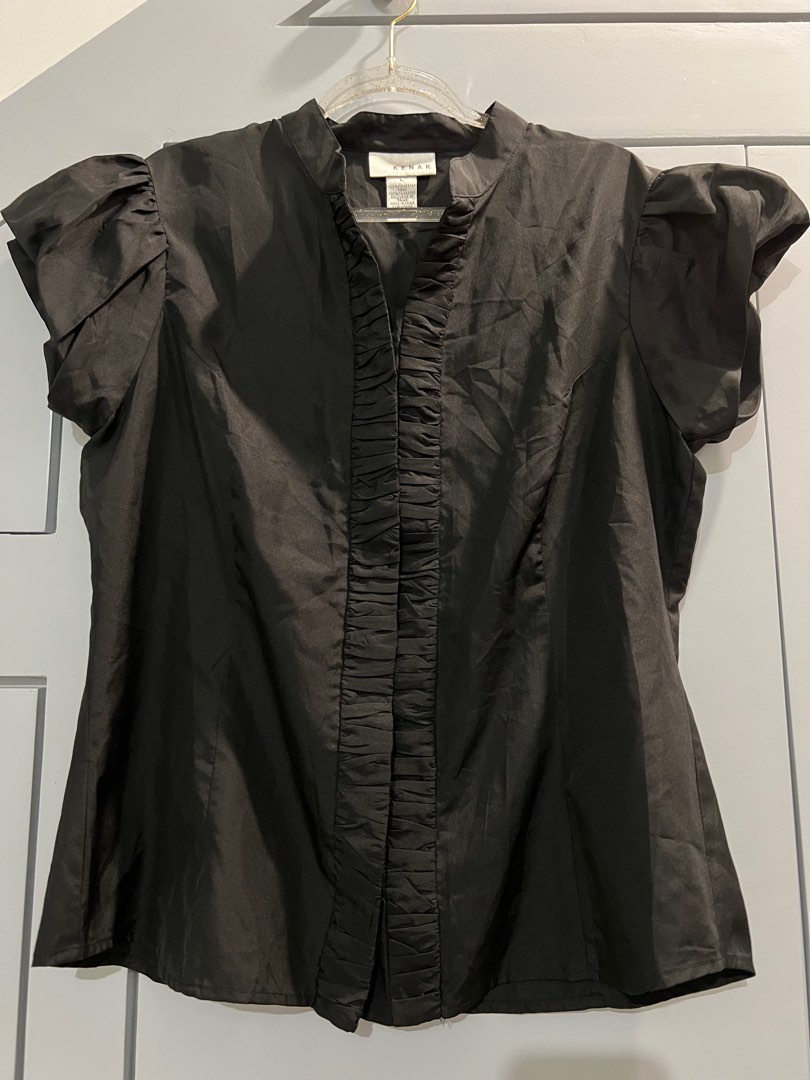 Blouse Noire Kenar à Clous Et Effet Fluide - Viscose élégante Occasion Très Bon état