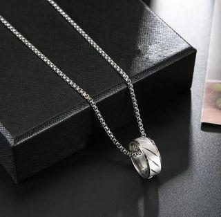 In Stock Korean Style Men Ring Necklace