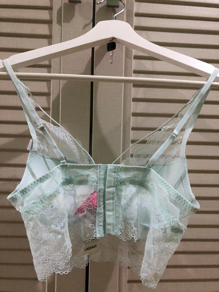 La Senza Mint Bra Bustier Corset Bralette Lace Lingerie Set With Thong Fesyen Wanita Pakaian