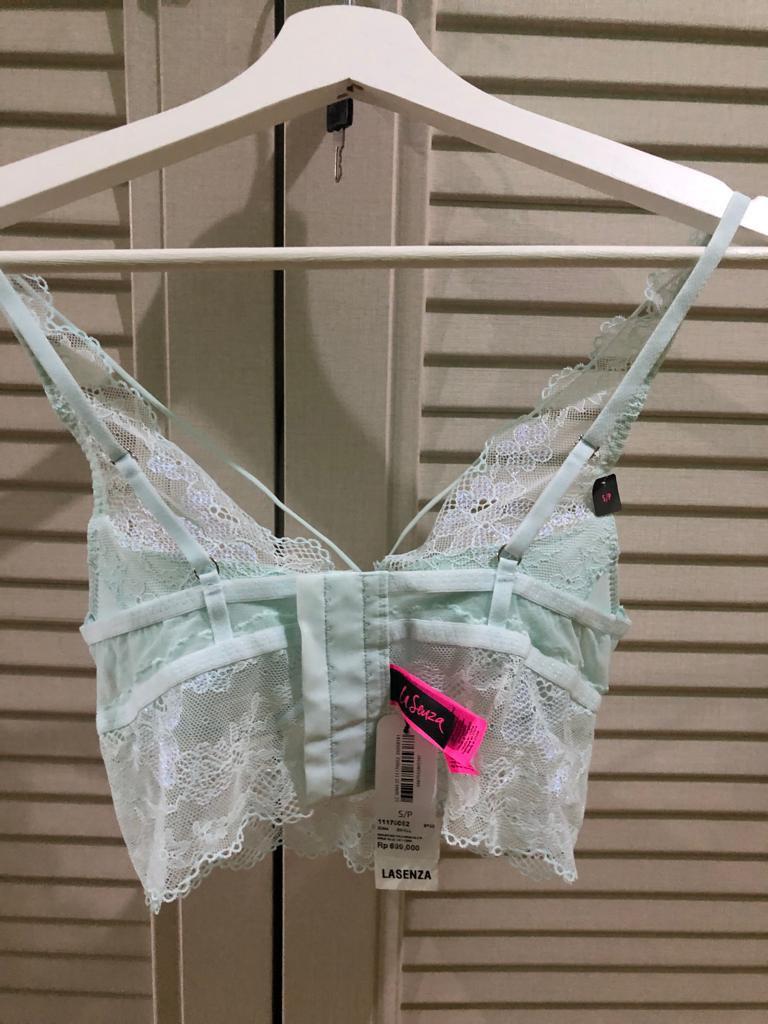 La Senza Mint Bra Bustier Corset Bralette Lace Lingerie Set with Thong
