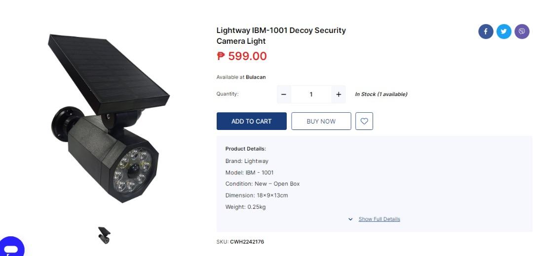 Lightway IBM1001 Decoy Security Camera Light, Furniture & Home Living