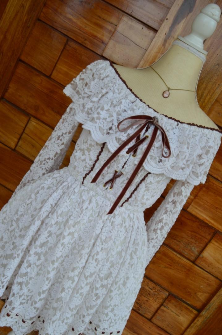 LIZ LISA White Full Lace Off-shoulder Mini Dress, Women's Fashion, Dresses  & Sets, Dresses on Carousell