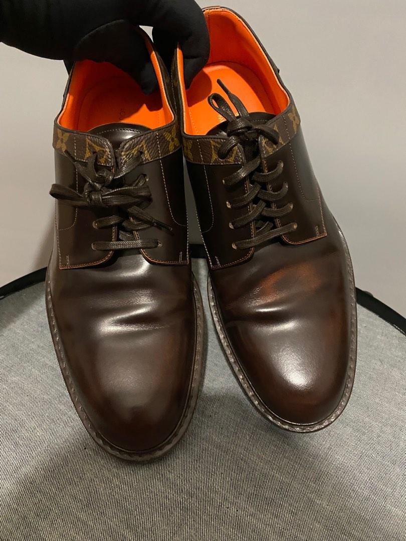 LOUIS VUITTON VOLTAIRE DERBY SHOES IN MOKA BROWN LEATHER 45 45.5