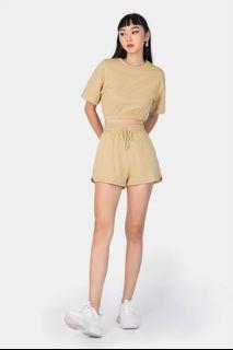 Lovet Luna Lounge Crop Top & Drawstring Shorts #MadeByLovet (Khaki Brown)