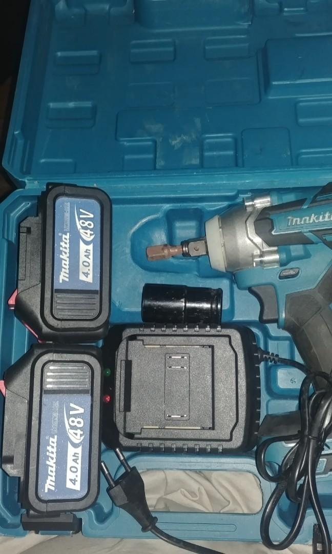 Makita impact wrench 48v (Category: Home Improvement Tools & Accessories) located in Manila. Submitted by flexi.flexi (Listing ID 1193778872, Image 2). Description: Impact wrench. 1/2 drive w hex chuck w one impact socket 22mm. 2 lithium-ion 48V 4.0ah battery, charger and carry case. used but not abused and tested. make life easier when removing tire nuts. text me 0917-321-6353.