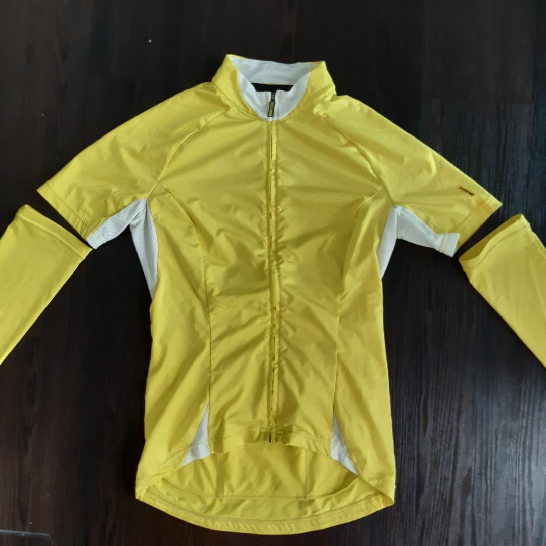 Mavic yellow lycra cycling jersey shirt with sleeves, Women's Fashion