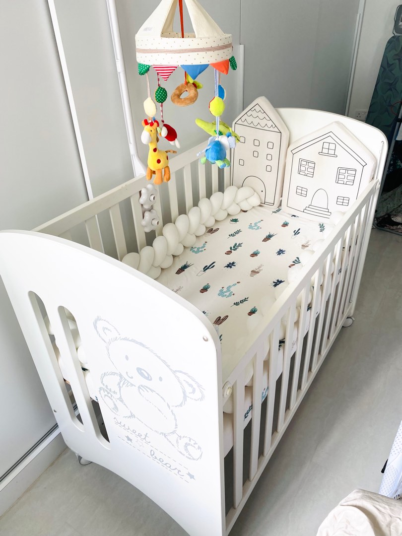 Micuna Cot 120x60cm with bumpers, Babies & Kids, Baby Nursery & Kids