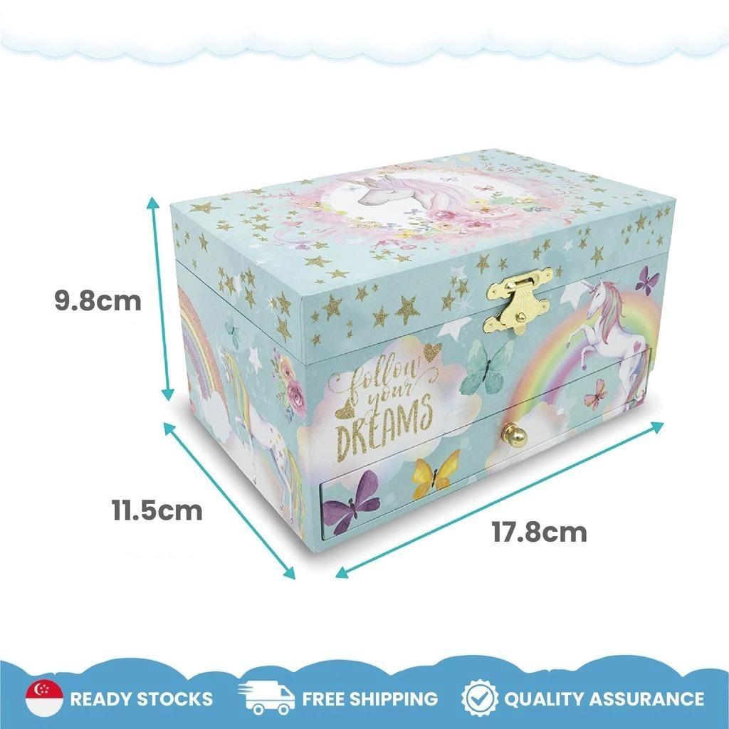 Musical Jewelry Box Unicorn Princess Ballerina Kids Mirror