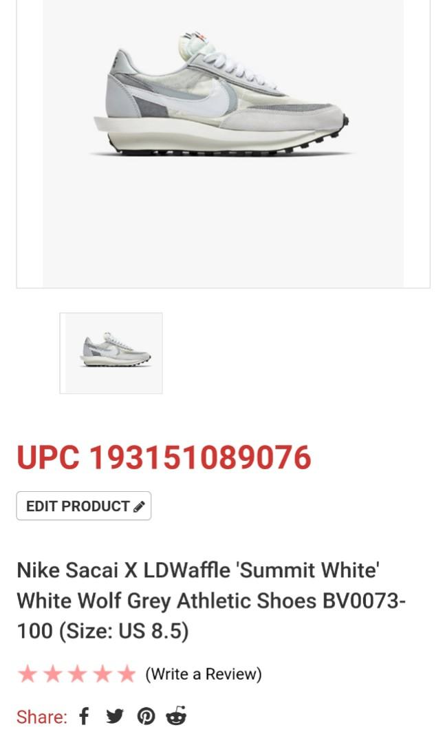 26.5cm SACAI Nike LDWaffle “White Nylon”