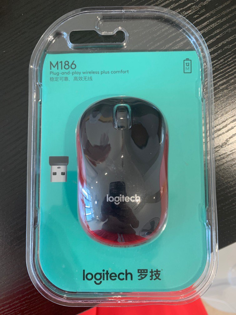 Original Logitech Wireless Optical Mouse M186 with Serial Number