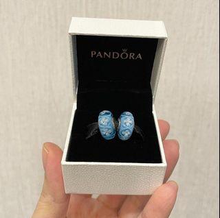 Pandora blue murano glass charm in silver