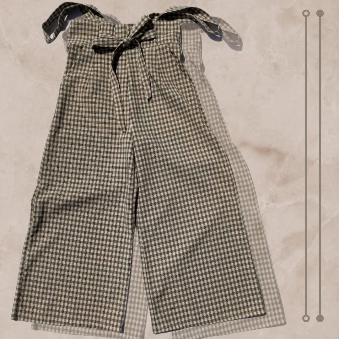 Plaid Wideleg Jumper Pants with Paperbag waist design and ribbon Women s Fashion Dresses Sets Jumpsuits on Carousell