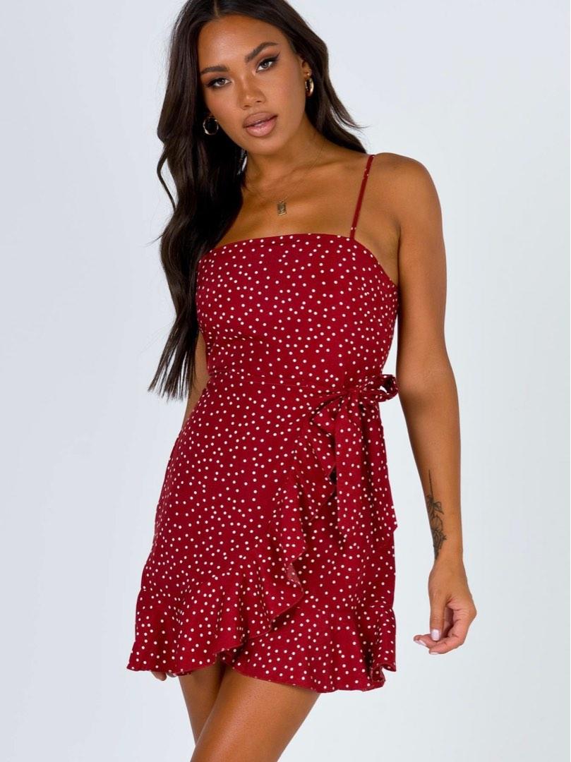 Red polka on sale dot bodycon dress