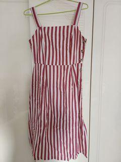 Red stripe cotton dress