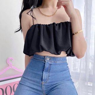 Ruched Bust Black top shein