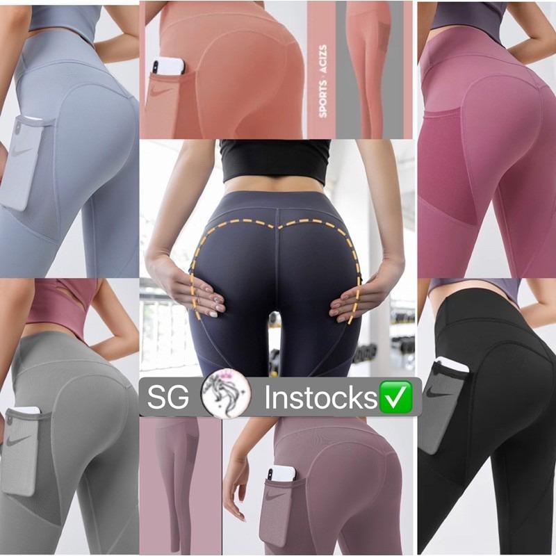 MESH POCKET YOGA PANTS/ LADIES RUNNING PANTS WITH POCKET GOOD QUALITY-  HightWaist, Women's Fashion, Activewear on Carousell