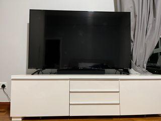 Sharp 60 inch TV with ikea TV console and Samsung sound bar
