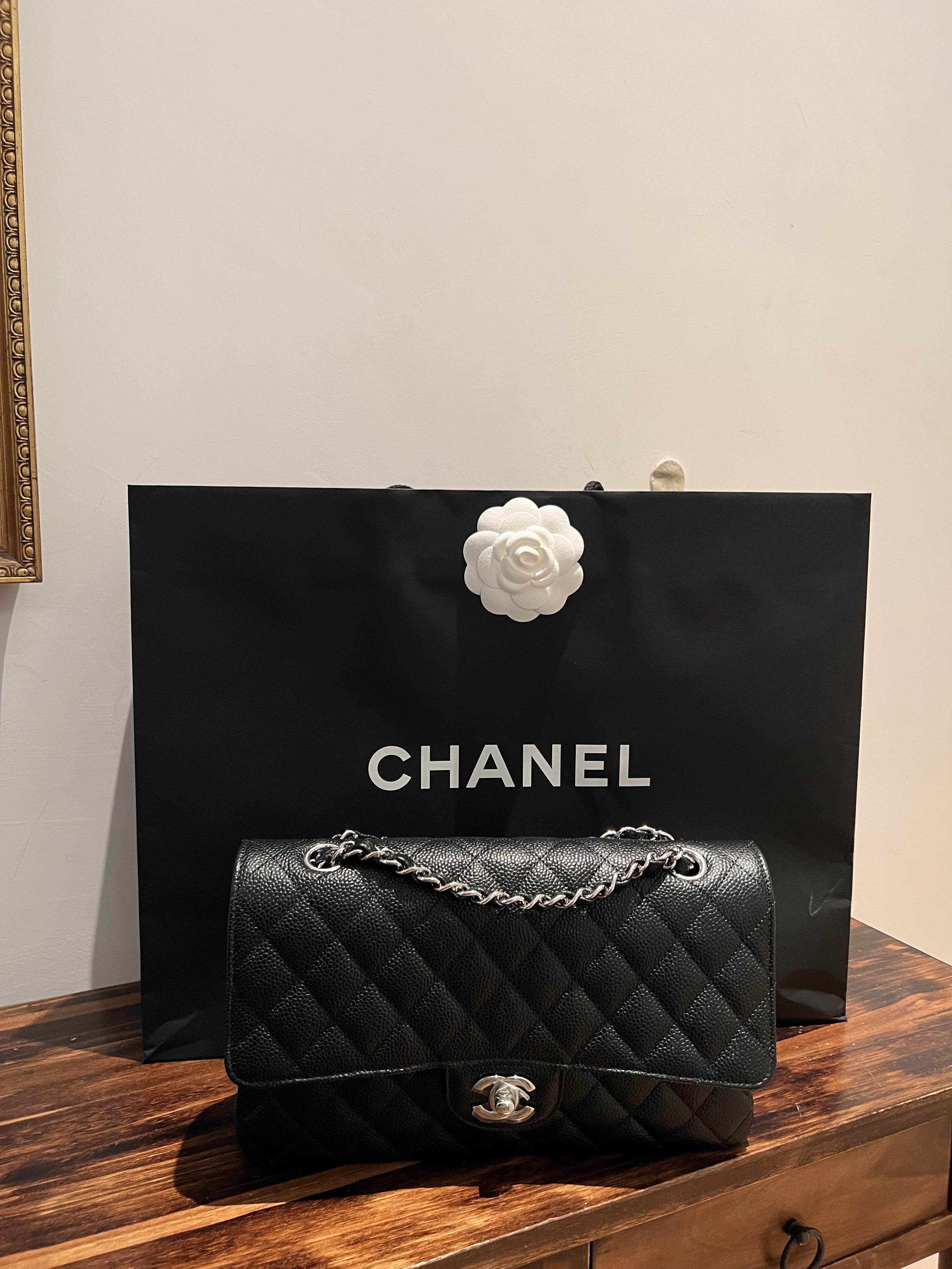 chanel small classic handbag grained calfskin