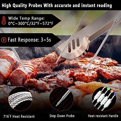 Wireless Meat Thermometer, Accurate Fast Read Digital Grill Thermometer  with Dual Probes Temperature & Time Alarm, 328FT range