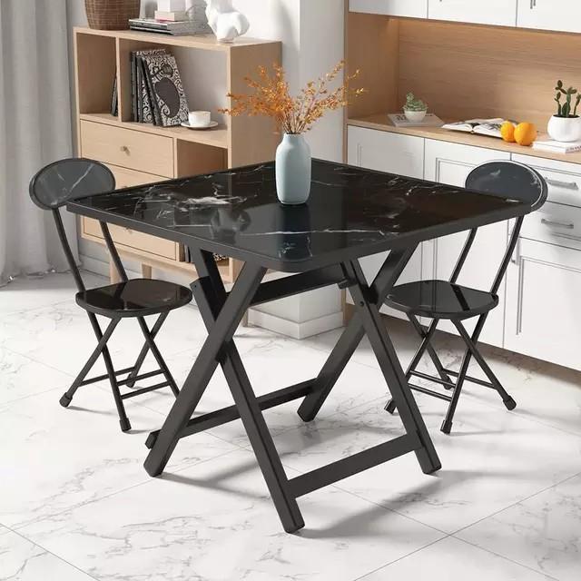 Square tabke set (Category: Tables & Sets) located in Valenzuela. Submitted by mhegz.25 (Listing ID 1193637488, Image 1). Description: Nordic style folding design dinning table set marble top Dinning room furniture dinning fold table 80x80x75cm.