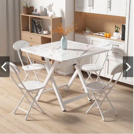 Square tabke set (Category: Tables & Sets) located in Valenzuela. Submitted by mhegz.25 (Listing ID 1193637488, Image 3). Description: Nordic style folding design dinning table set marble top Dinning room furniture dinning fold table 80x80x75cm.
