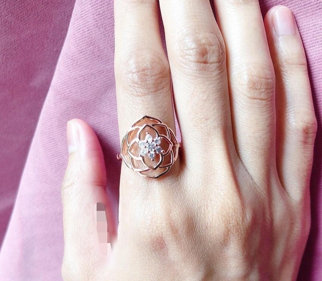 SUPER SALE PANDORA AUTHENTIC ROSEGOLD ROSE PETAL RING Women s