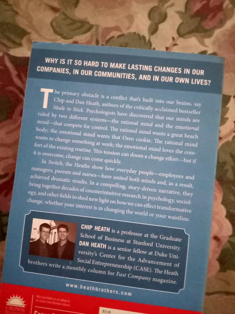 Switch How to Change Things When Change Is Hard by Dan & Chip Heath