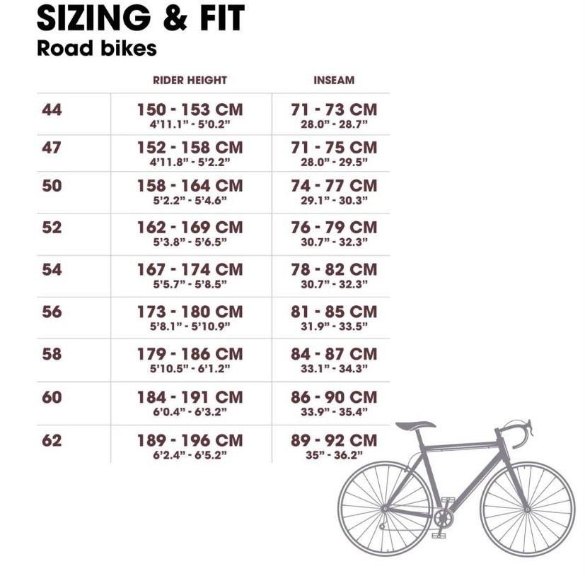 Trek bicycle size new arrivals chart
