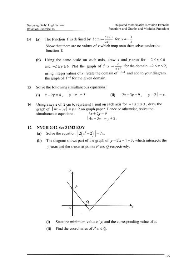Upper Secondary Nanyang Girls Math Topical revision booklet \/ NYGH Year 3 and Year 4 IP ...