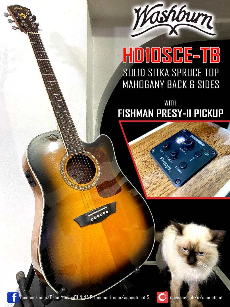 Washburn HD10SCETB Acoustic Guitar, Hobbies & Toys, Music & Media