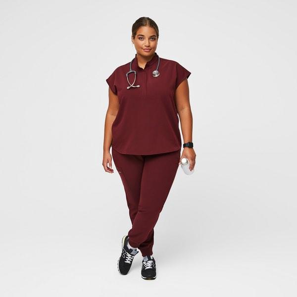 Wear Figs Rafaela Scrub TOP XS (navy, graphite, burgundy), Women's