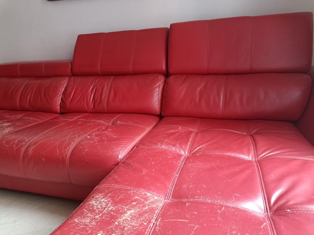 Red Leather Sofa Hulls