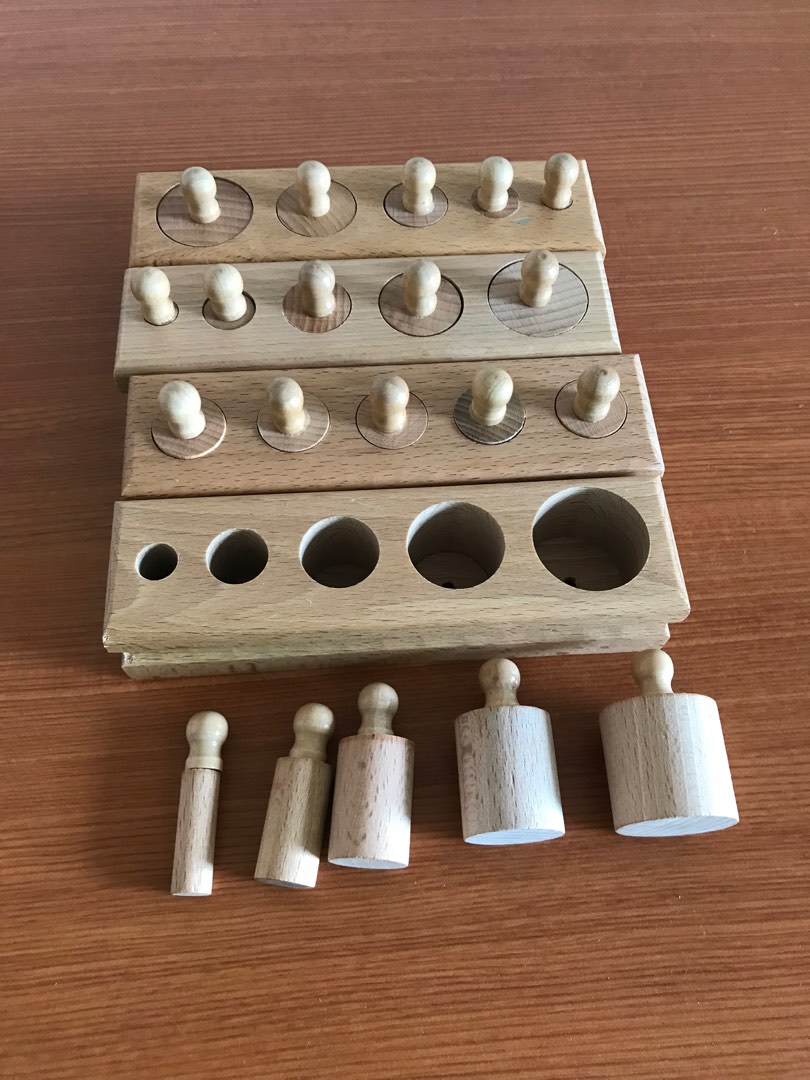 Wooden Montessori mini knobbed cylinders, Hobbies & Toys, Toys & Games ...