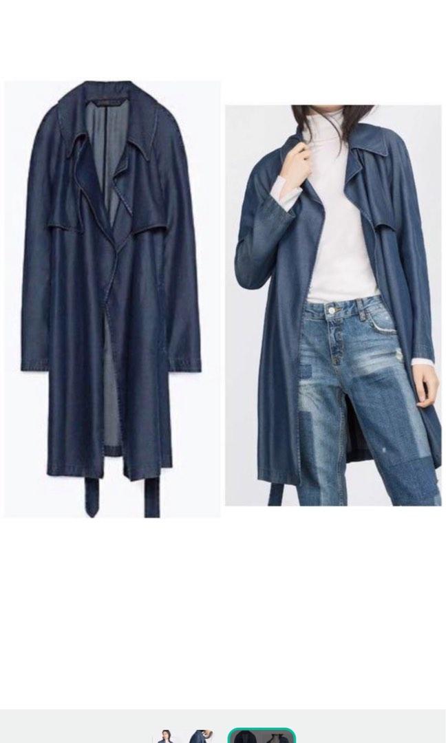 Zara Denim Trench Coat, Women's Fashion, Coats, Jackets and Outerwear