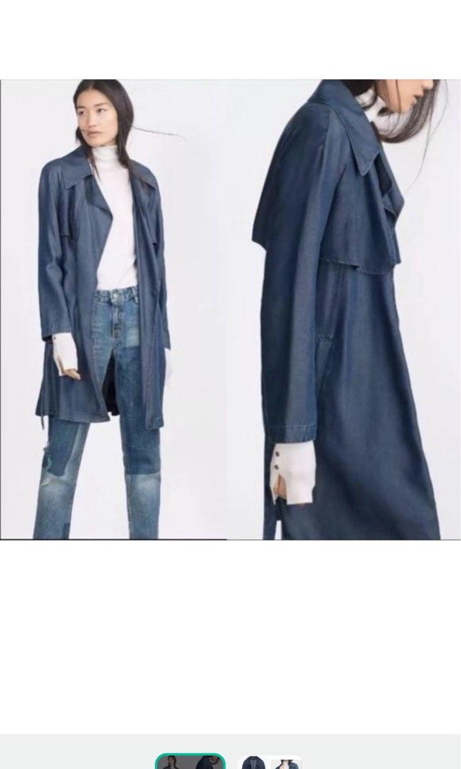 Zara Denim Trench Coat, Women's Fashion, Coats, Jackets and Outerwear