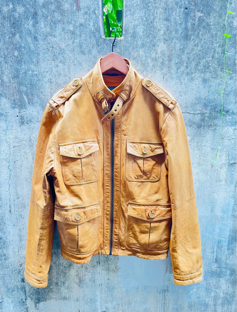 Zara Man Lamb Leather Jacket, Men's Fashion, Coats, Jackets and