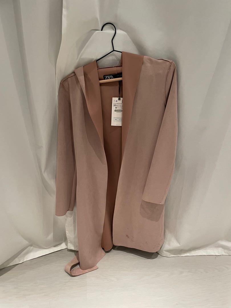 Zara faux suede coat pink on sale