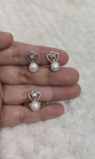 2in1 freshwater pearl set of earrings and ring