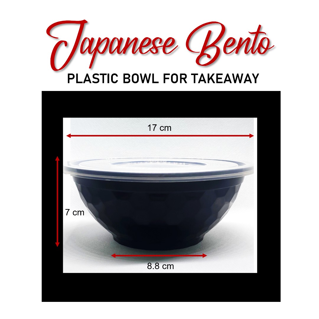400 pieces Japanese Bento Plastic Bowl with Lid for Takeaway, Food ...