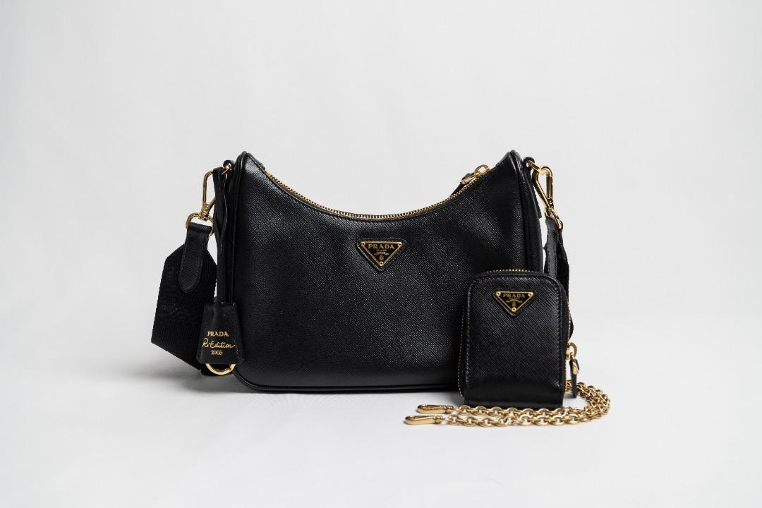 For rent Prada Black Re Edition 2005 Saffiano Leather Bag