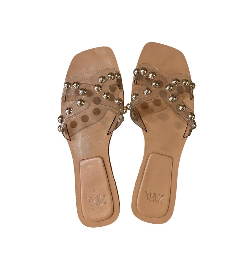 faux shearling sandals zara