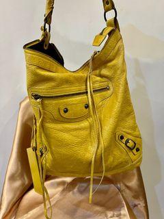 BALENCIAGA 8成新巴黎世家機車包/手提（黃色）