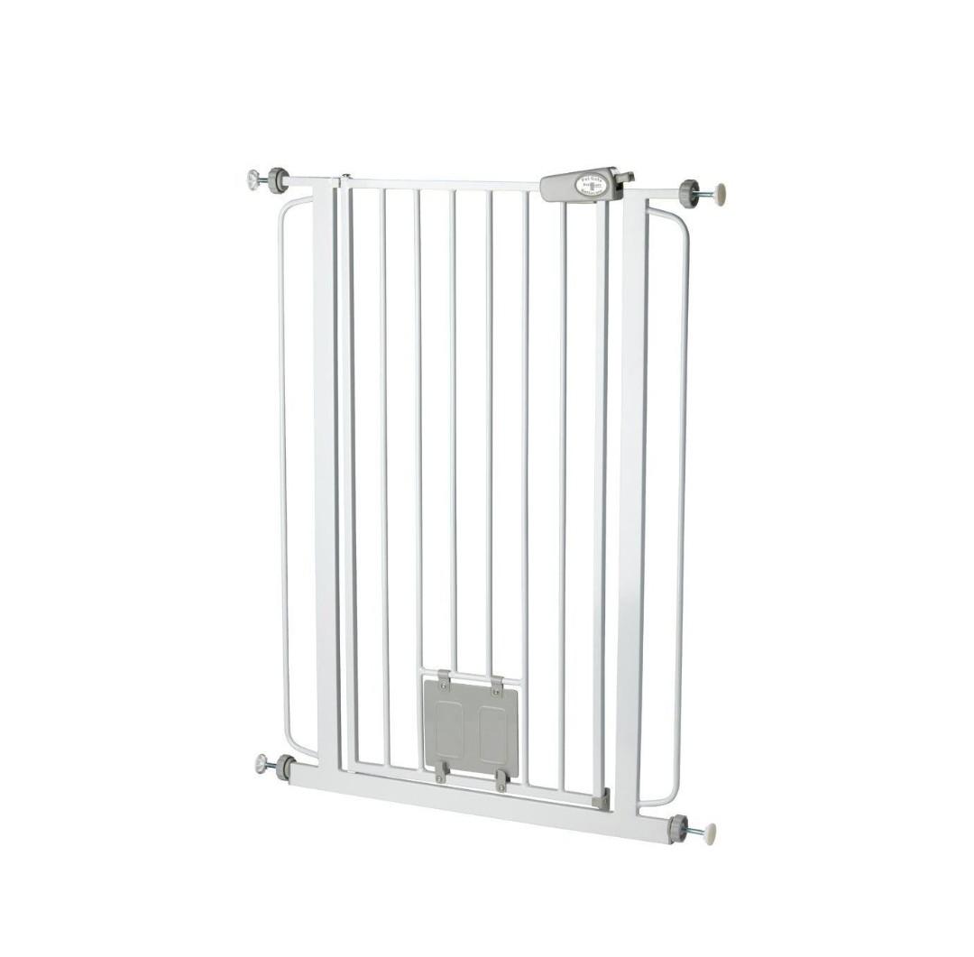 BETTACARE extra tall metal gate with cat flap pet gate with lockable cat flap white Cat Gate Dog