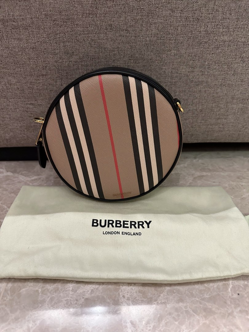 Burberry Louise Striped Zipped Crossbody Bag, Women's Fashion, Bags