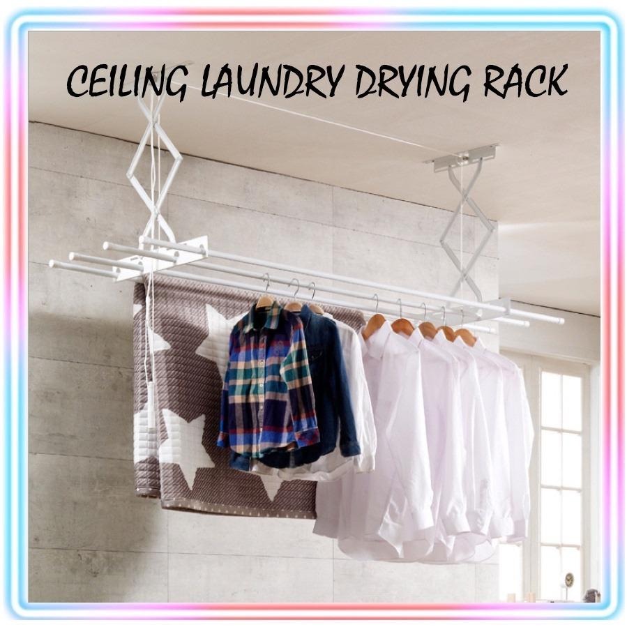Ceiling Mounted String Chain Laundry Drying Rack 713mm - Poles length ...