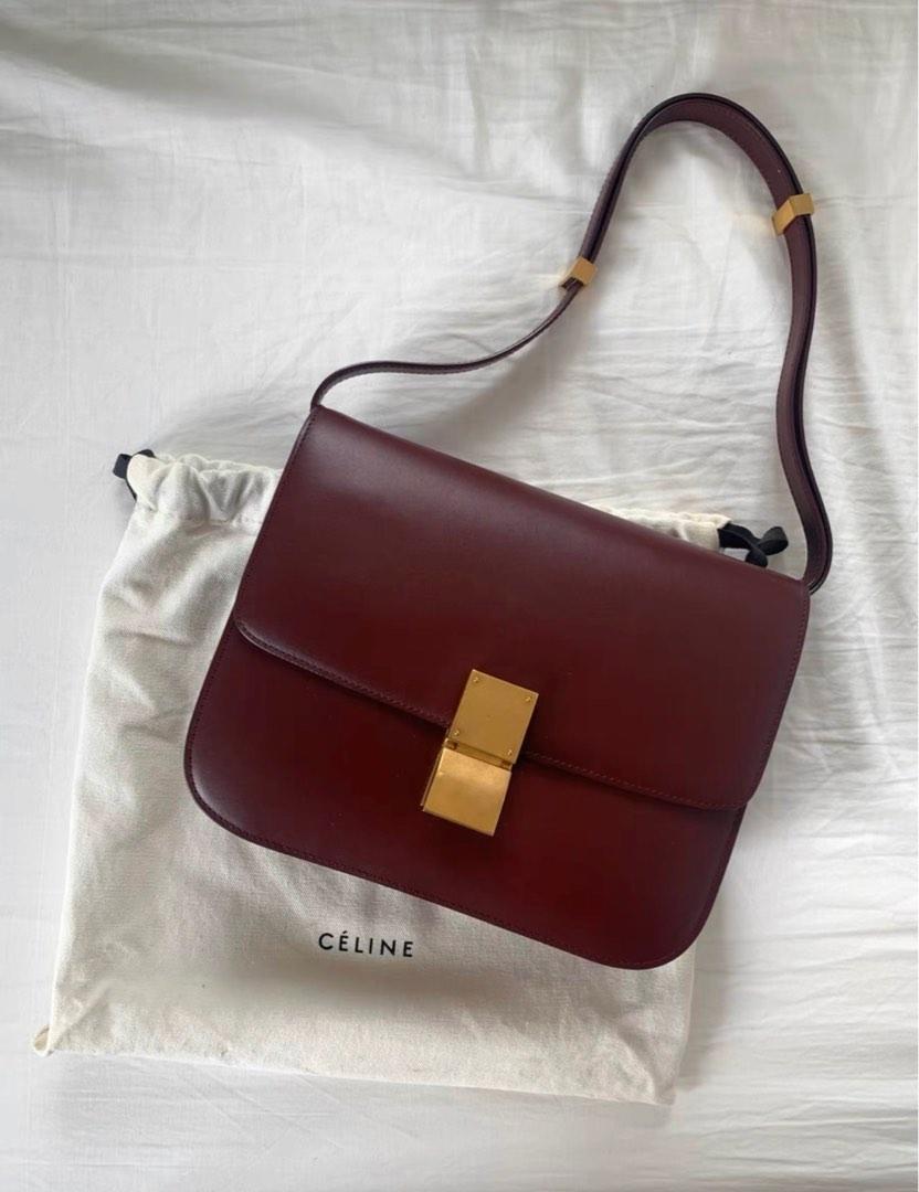 Celine burgundy box bag on sale
